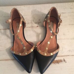 Halogen black and brown studded pointed toe flats